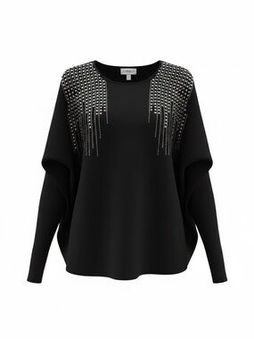 Carmen Black Embellished Crewneck Sweater